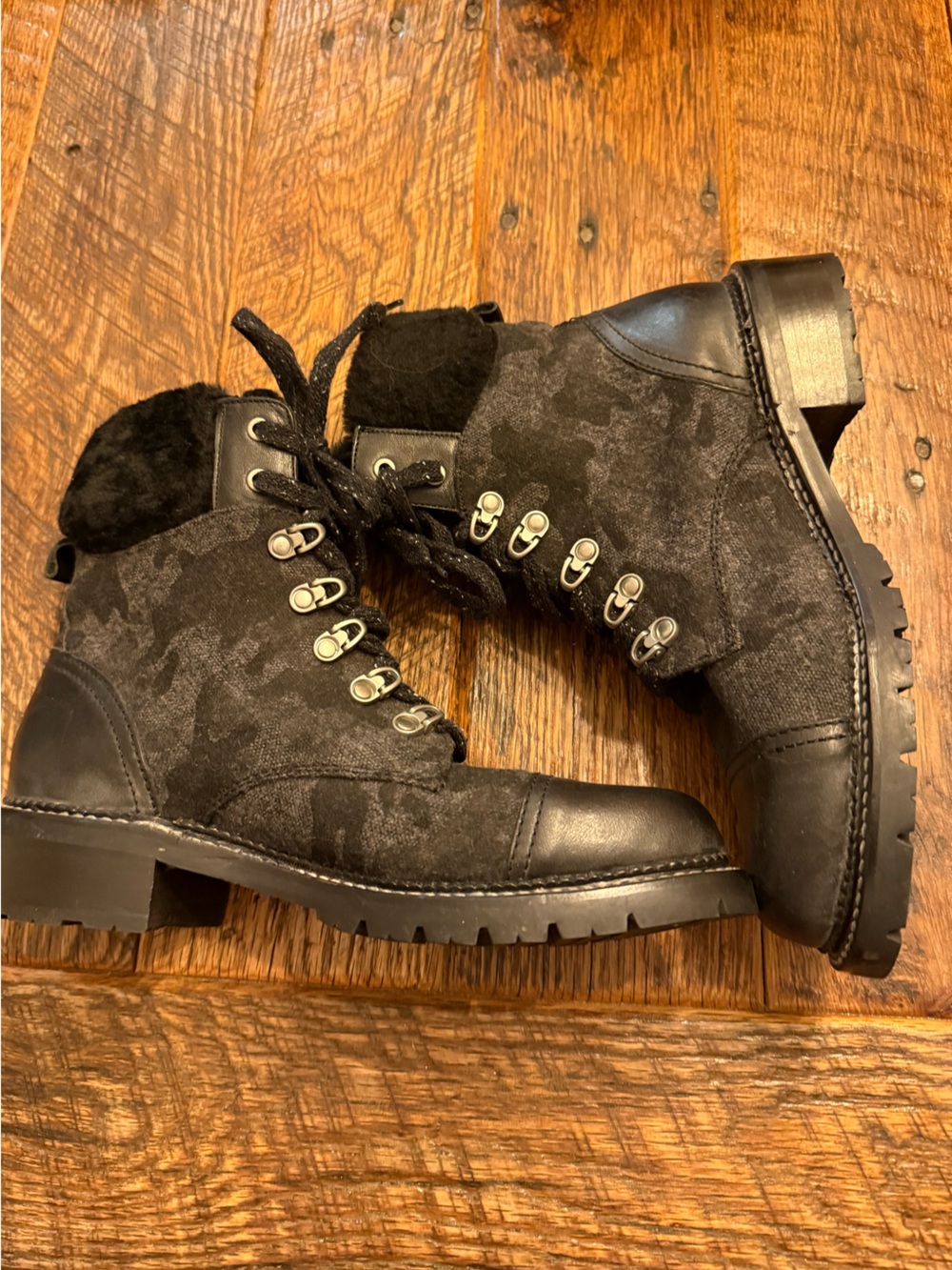 Women's Frye Black Camo Lace-Up Hiking Boots